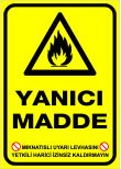 mıknatıslı uyarı levhası yanıcı madde