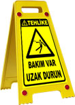 bakım var uzak durun portatif ayaklı uyarı levhası