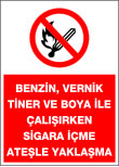 benzin vernik tiner ve boya ile çalışırken sigara içme ateşle yaklaşma